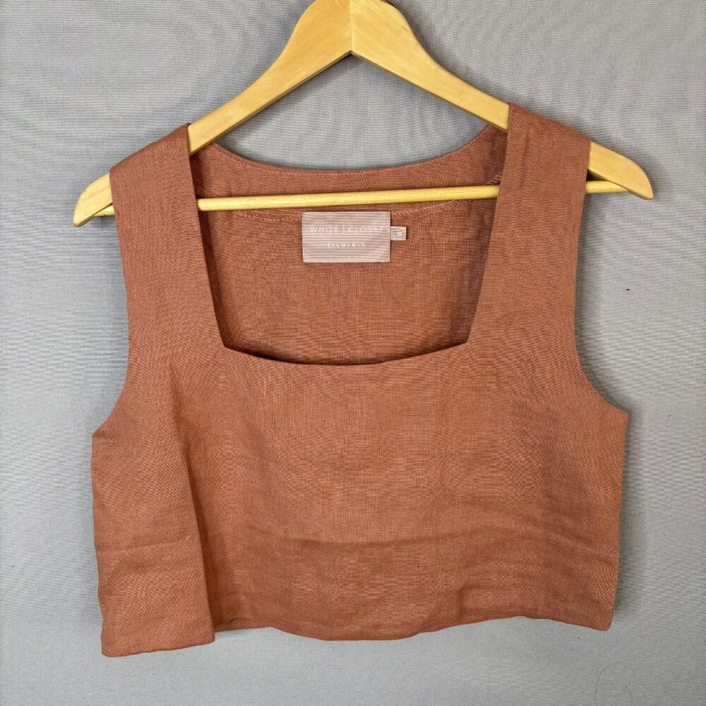 White Closet 100 % Linen crop top